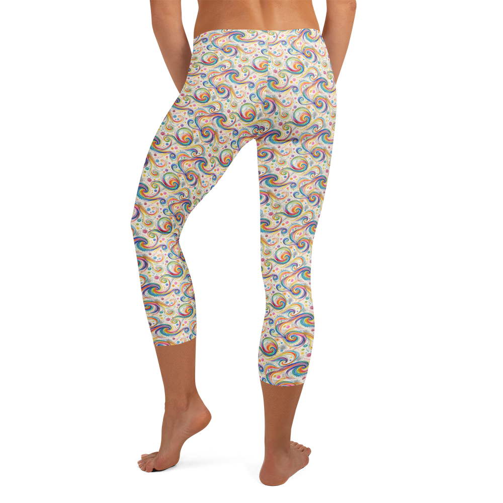 Rainbow Swirl Capri Leggings with Abstract Scribble Diffusion alternate view