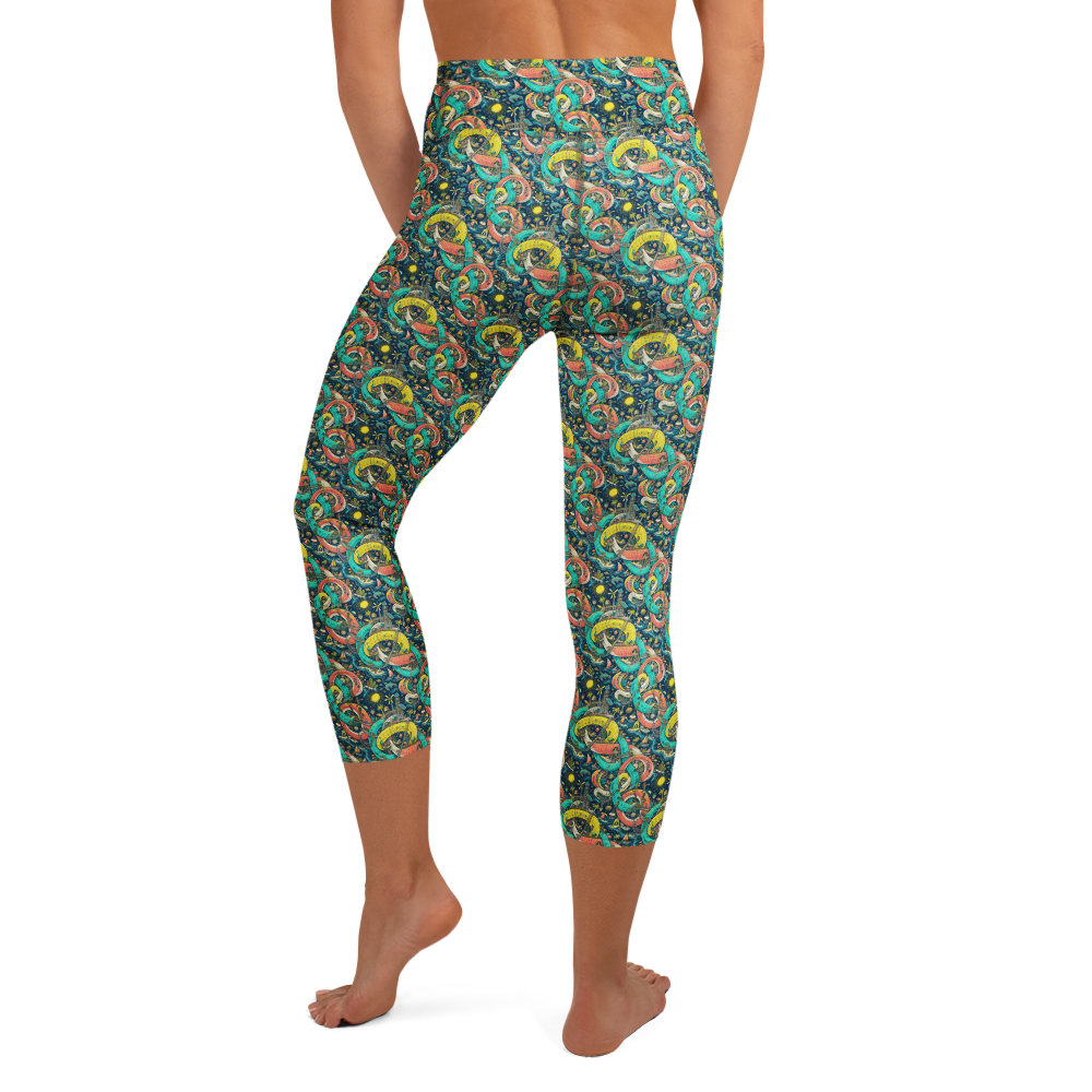 Vibrant Summer Doodles Yoga Capri Leggings alternate view