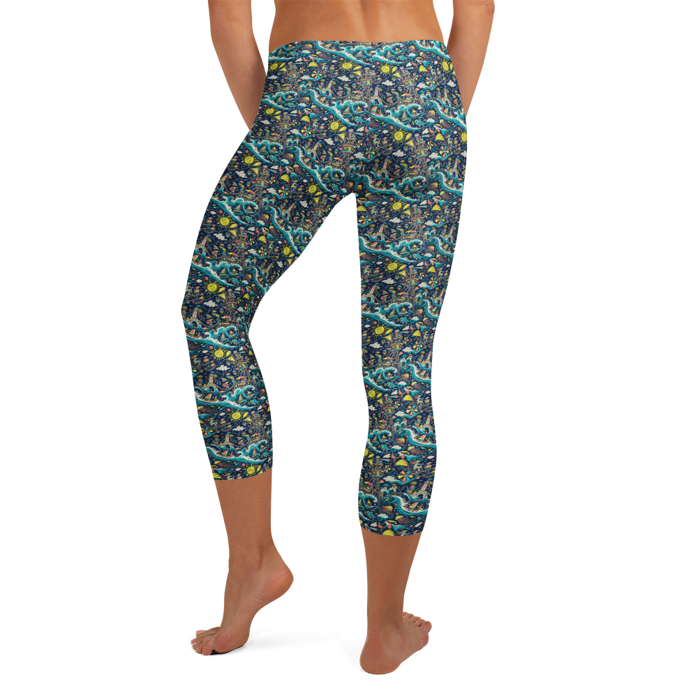 Colourful Summer Doodles Capri Leggings alternate view