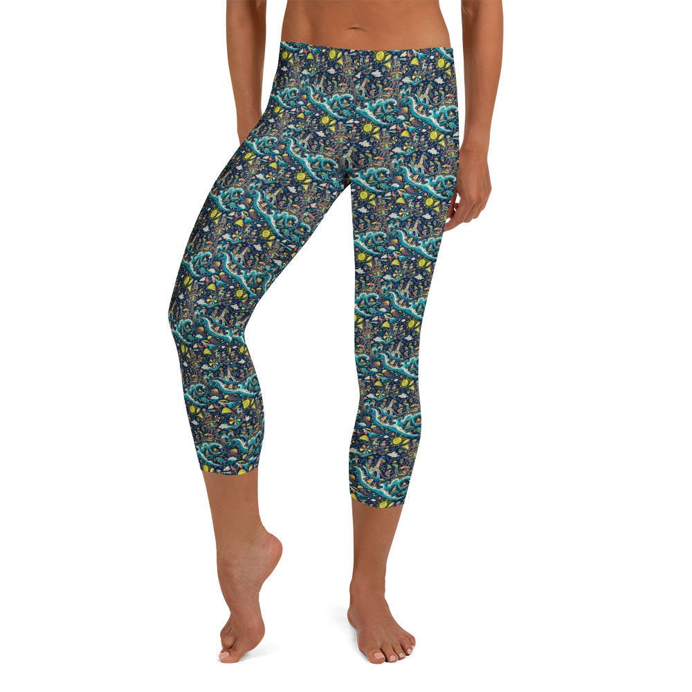 Colourful Summer Doodles Capri Leggings