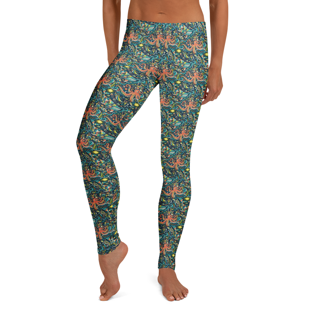 Ocean Adventure Summer Doodles Pattern Leggings