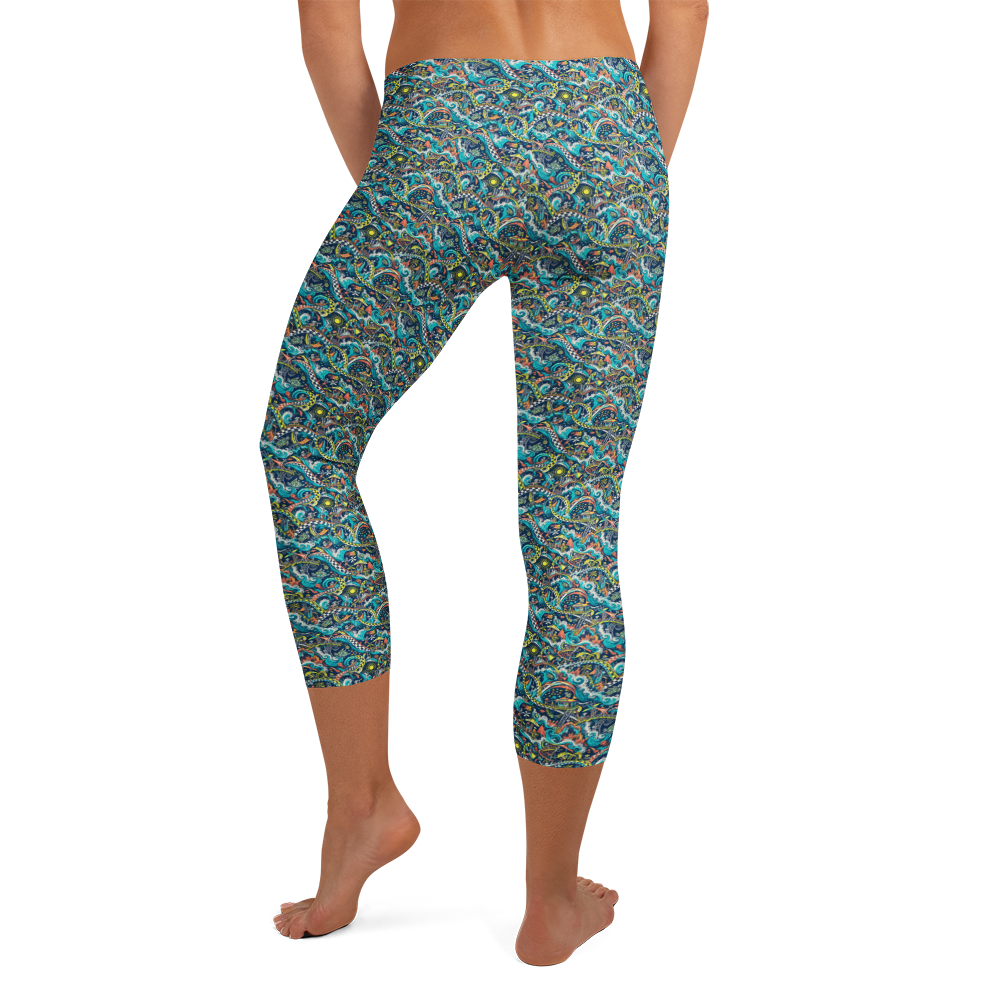 Ocean Adventure Capri Leggings in Summer Doodle Pattern alternate view