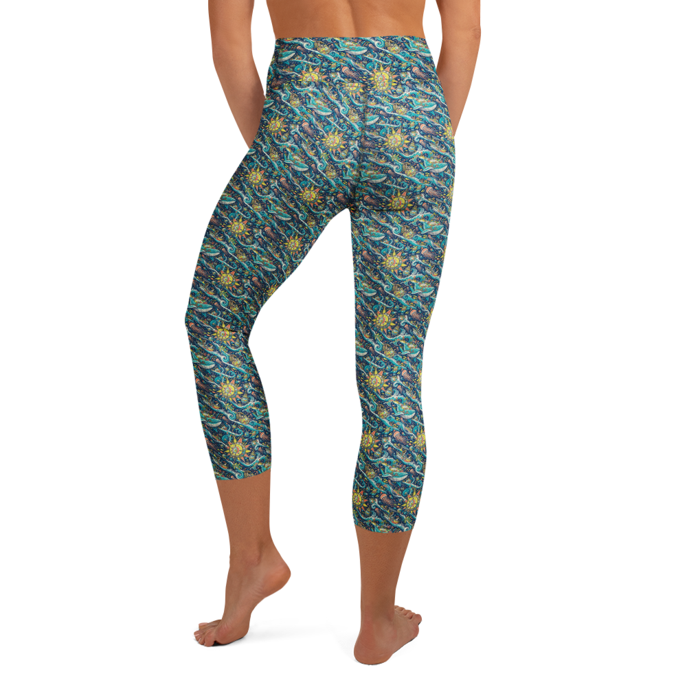 Ocean Adventure Yoga Capri Leggings in Summer Doodle Pattern alternate view