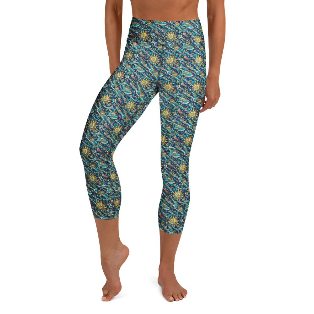 Ocean Adventure Summer Doodles Pattern Yoga Leggings