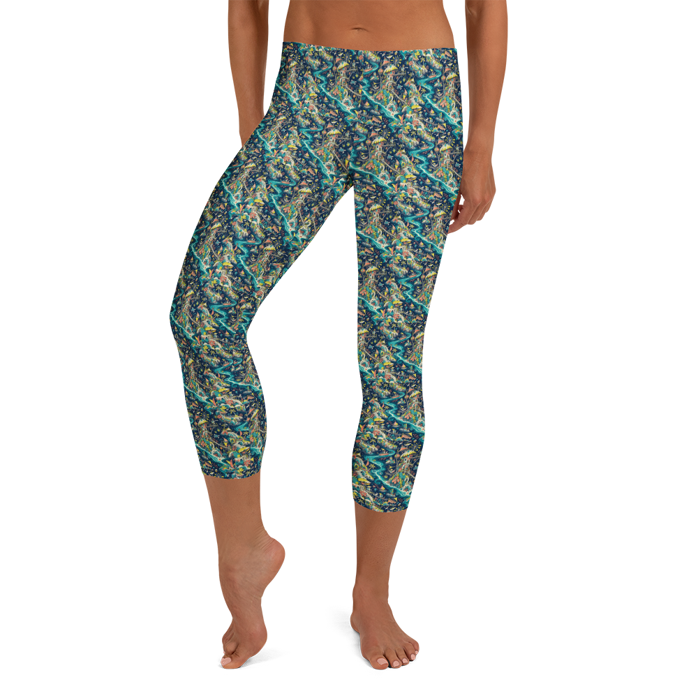 Whimsical Floral Garden Capri Leggings Design