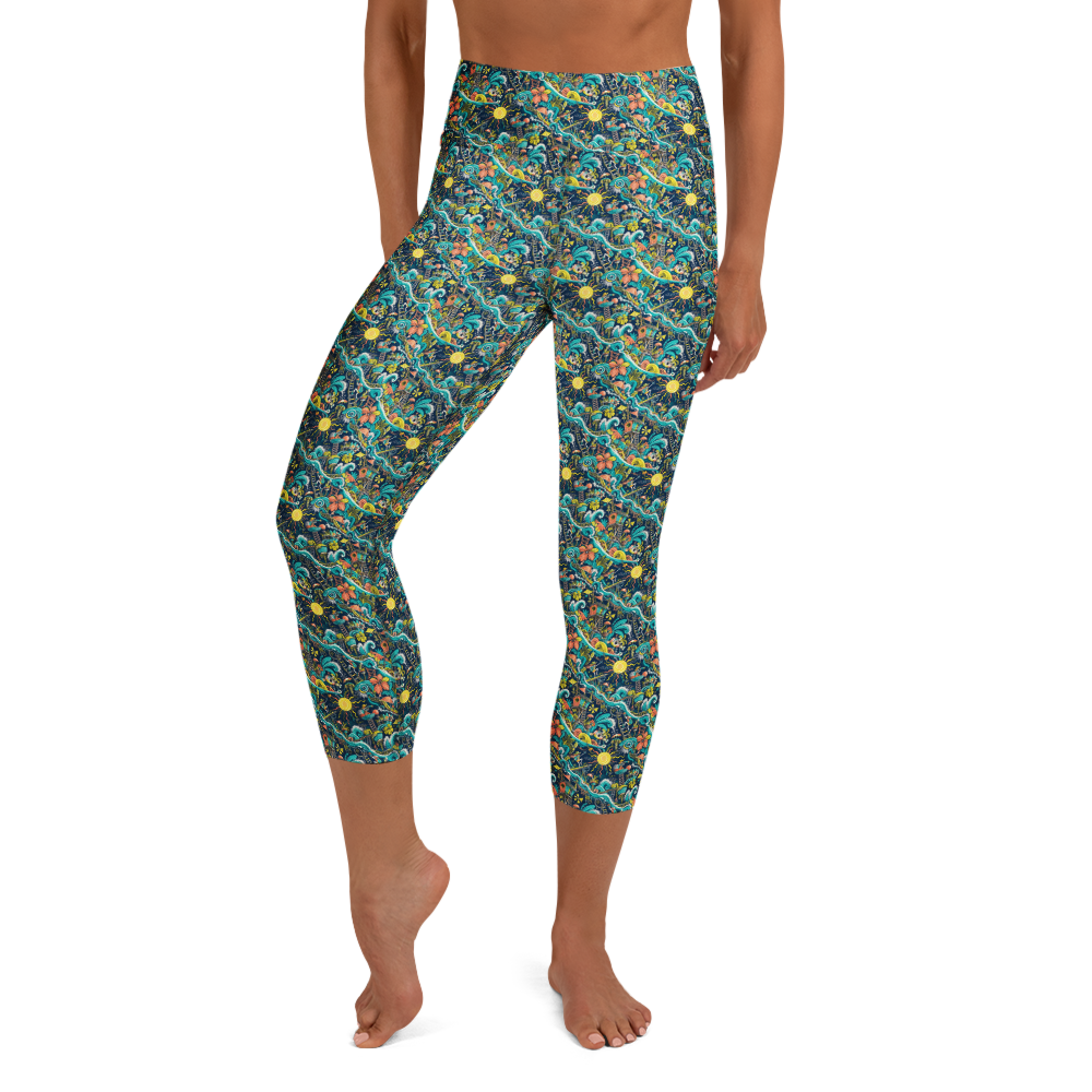 Vibrant Garden Doodles Yoga Leggings Design