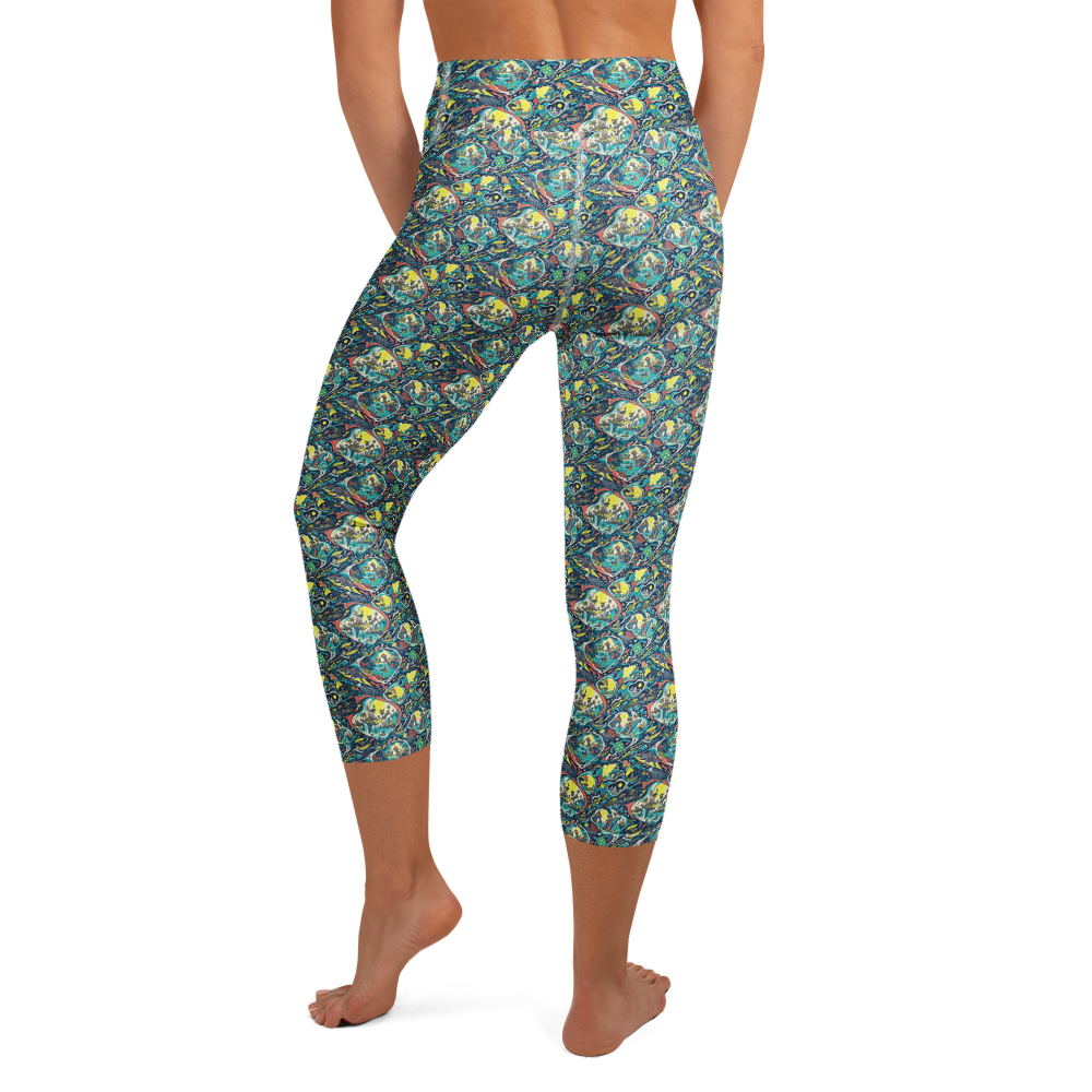 Beach Fun Yoga Capri Leggings in Vibrant Doodle Print alternate view