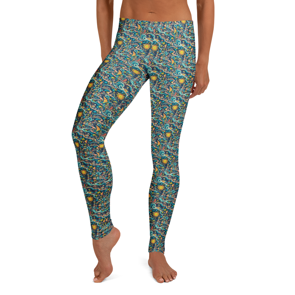 Summer Beach Fun Doodles Leggings