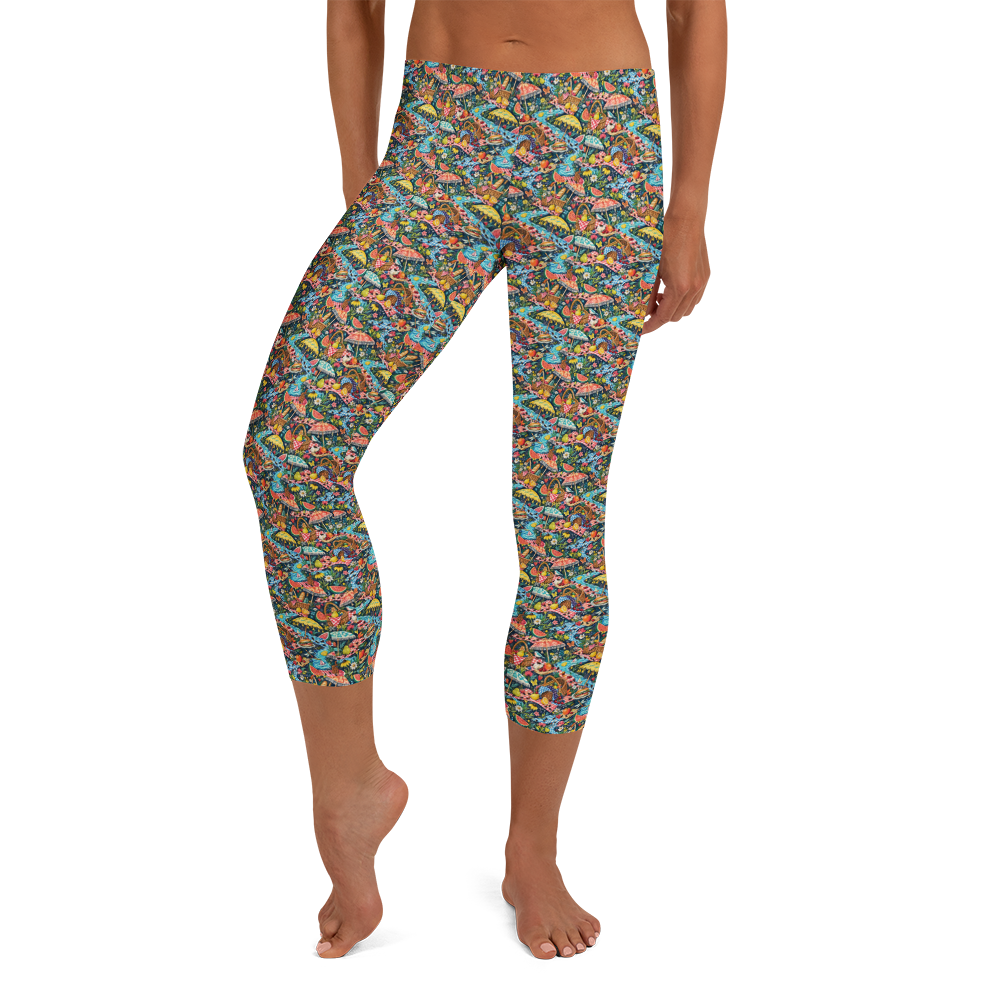 Whimsical Picnic Scene Capri Leggings