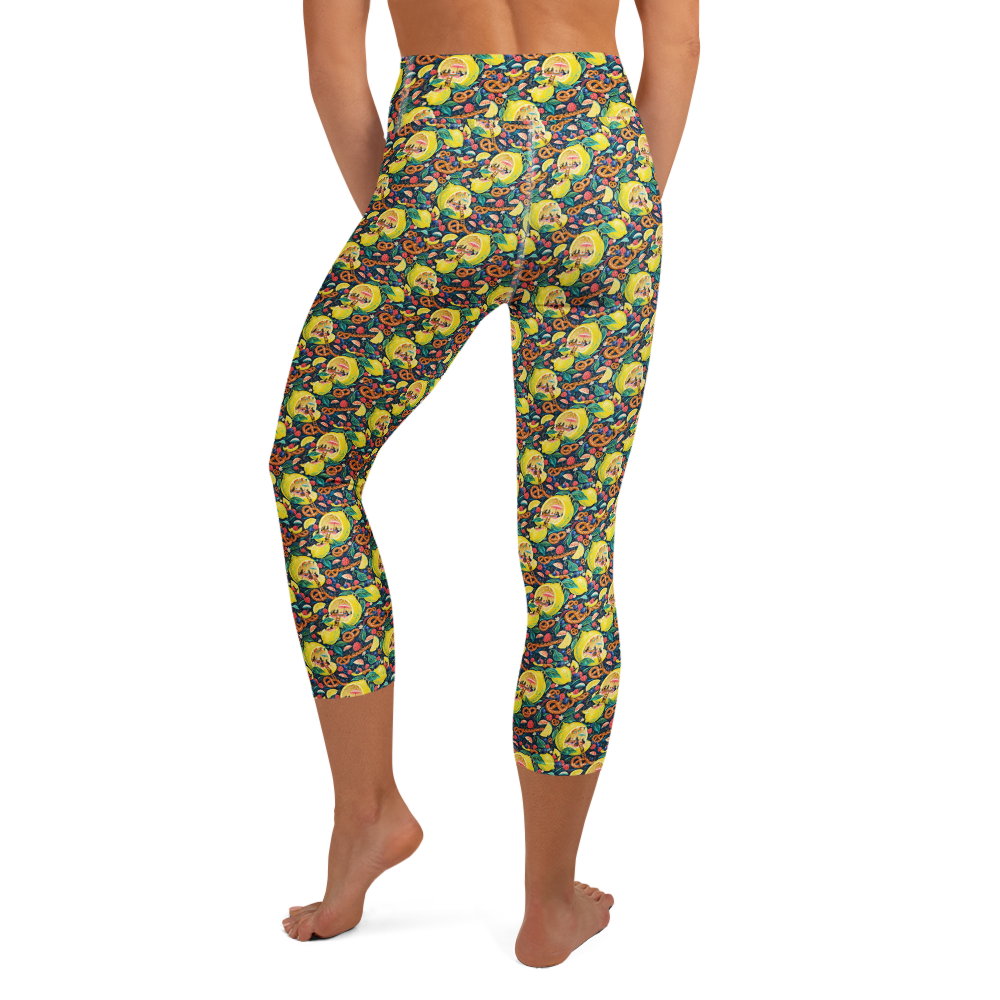 Picnic Fun Yoga Capri Leggings with Vibrant Summer Doodles alternate view
