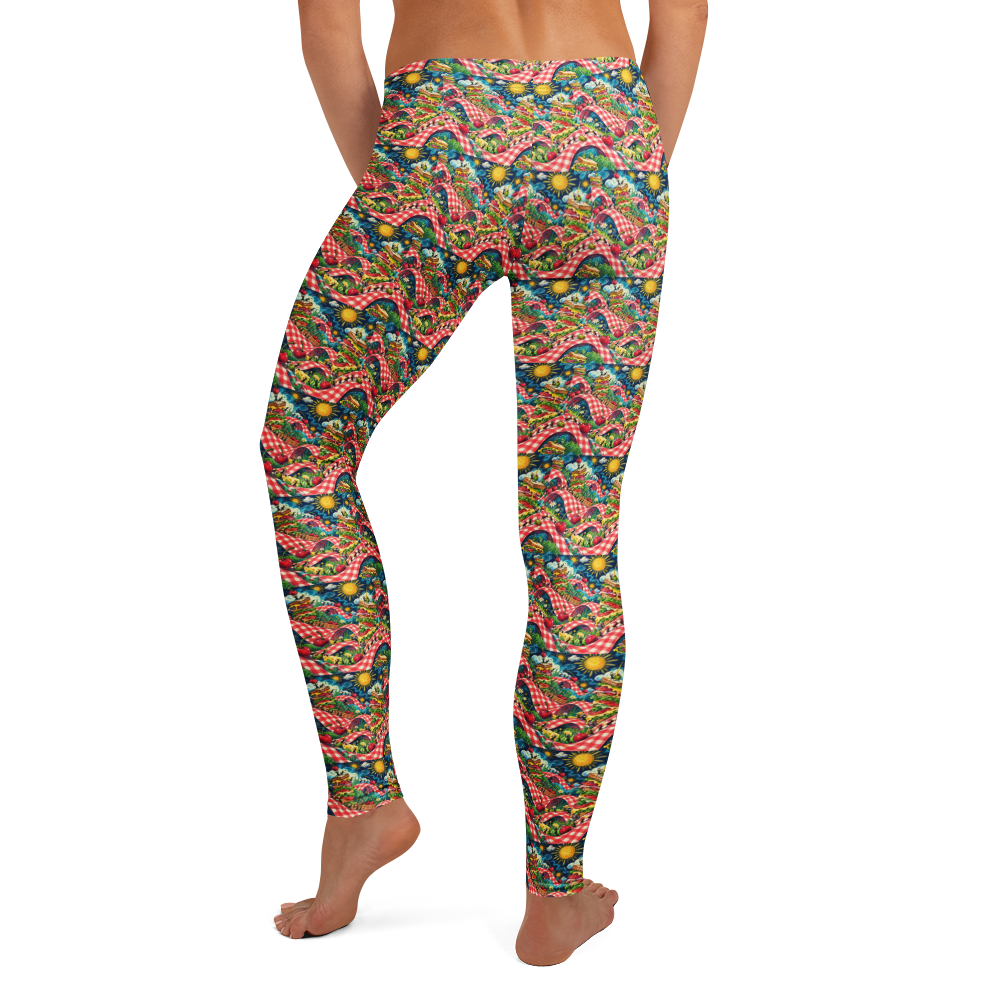 Summer Picnic Leggings with Fun Doodle Artwork alternate view