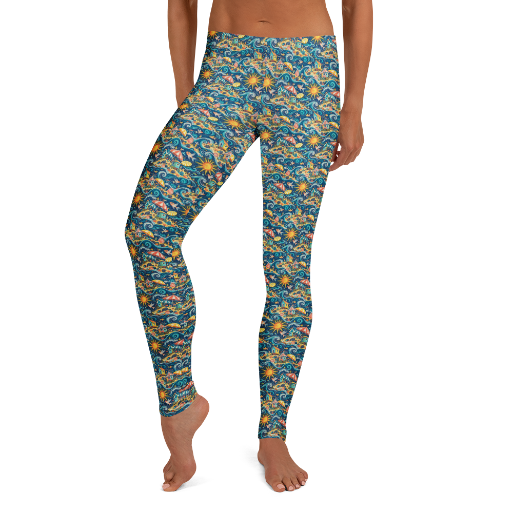 Summer Beach Fun Doodles Leggings