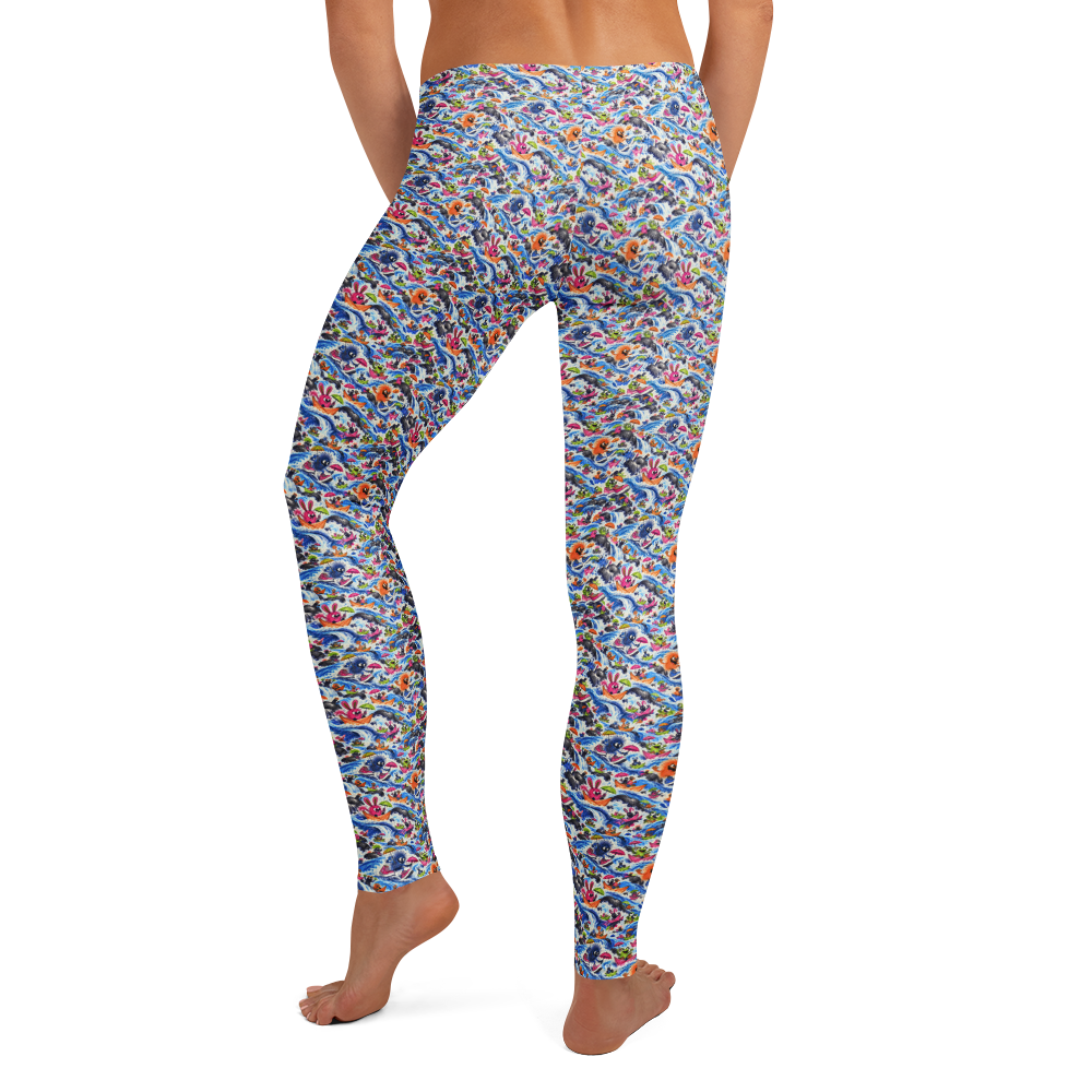 Cool Doodles Leggings with Artistic Pattern alternate view