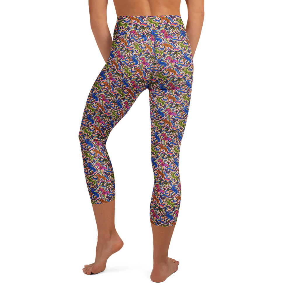 Cool Doodles Yoga Capri Leggings with Colourful Art alternate view