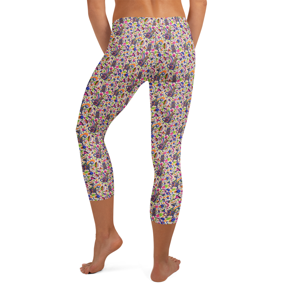 Cool Doodles Capri Leggings with Fun Artwork alternate view