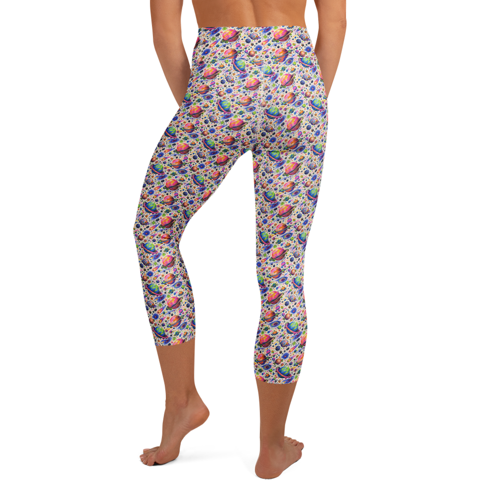 Cool Doodles Yoga Capri Leggings with Expressive Artwork alternate view