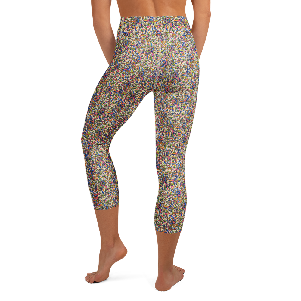 Cool Doodles Yoga Capri Leggings with Creative Art alternate view