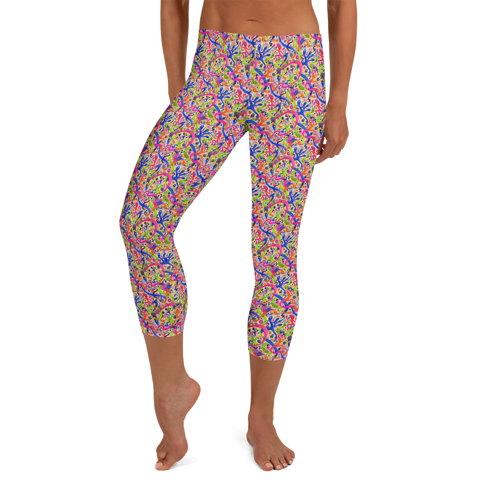 Fun and Cool Doodles Capri Leggings for Yoga and Pilates
