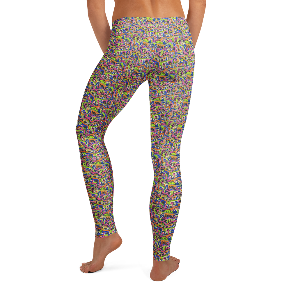 Cool Doodle Pattern Leggings with Artistic Doodles alternate view