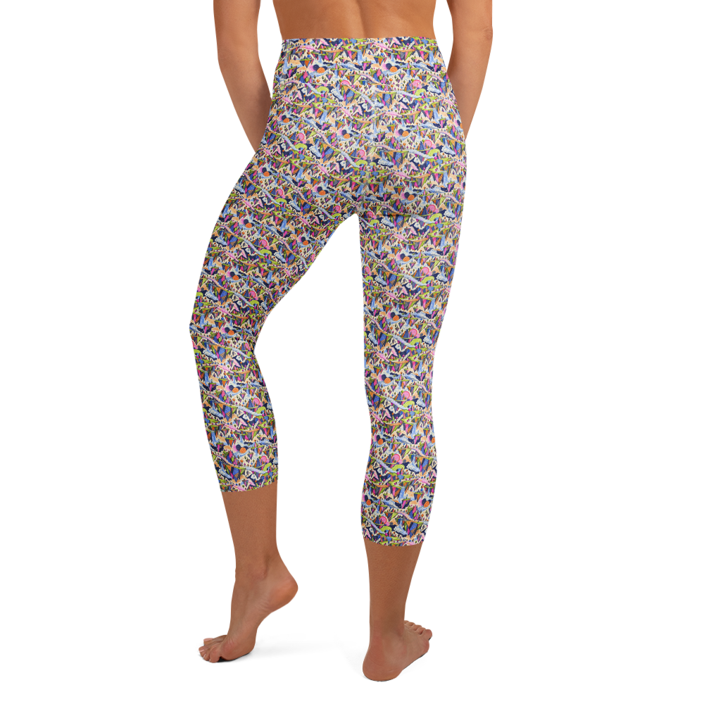 Cool Doodle Yoga Capri Leggings with Geometric Art alternate view