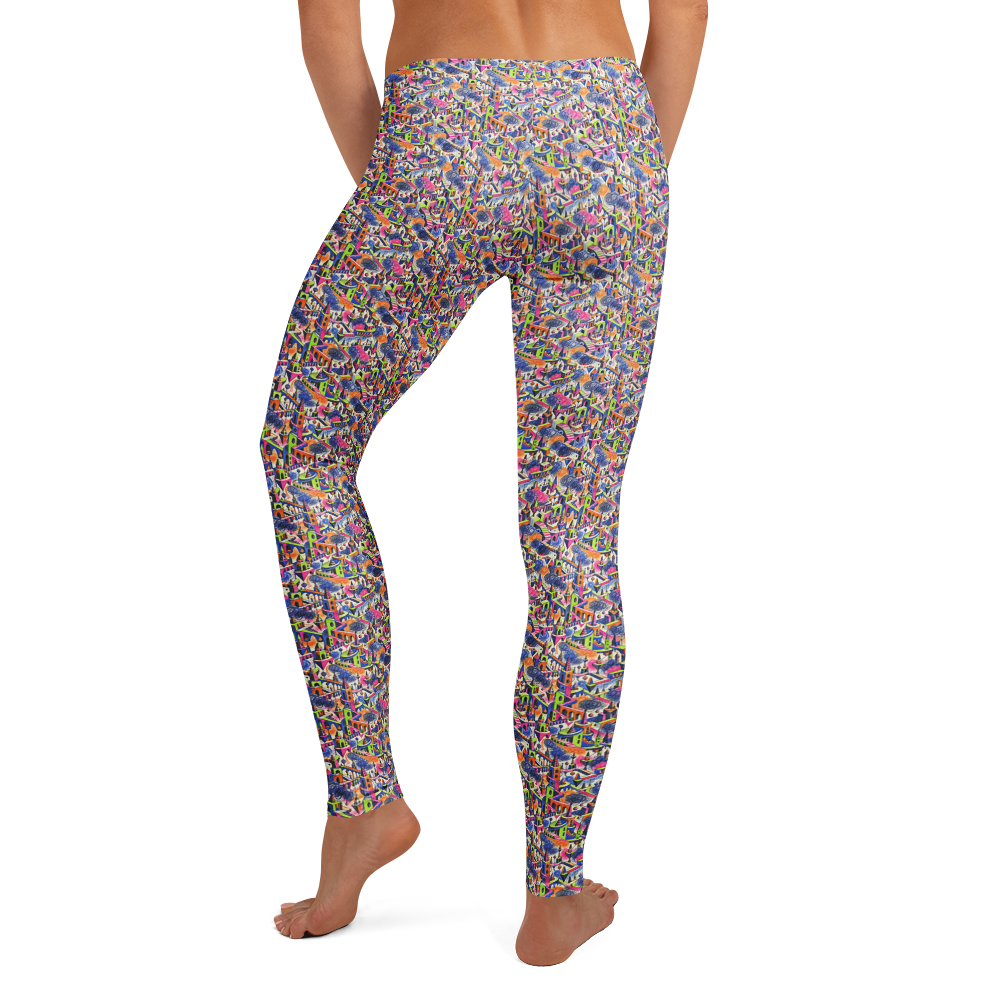 Geometric Doodle Leggings with Cool Doodles Art alternate view
