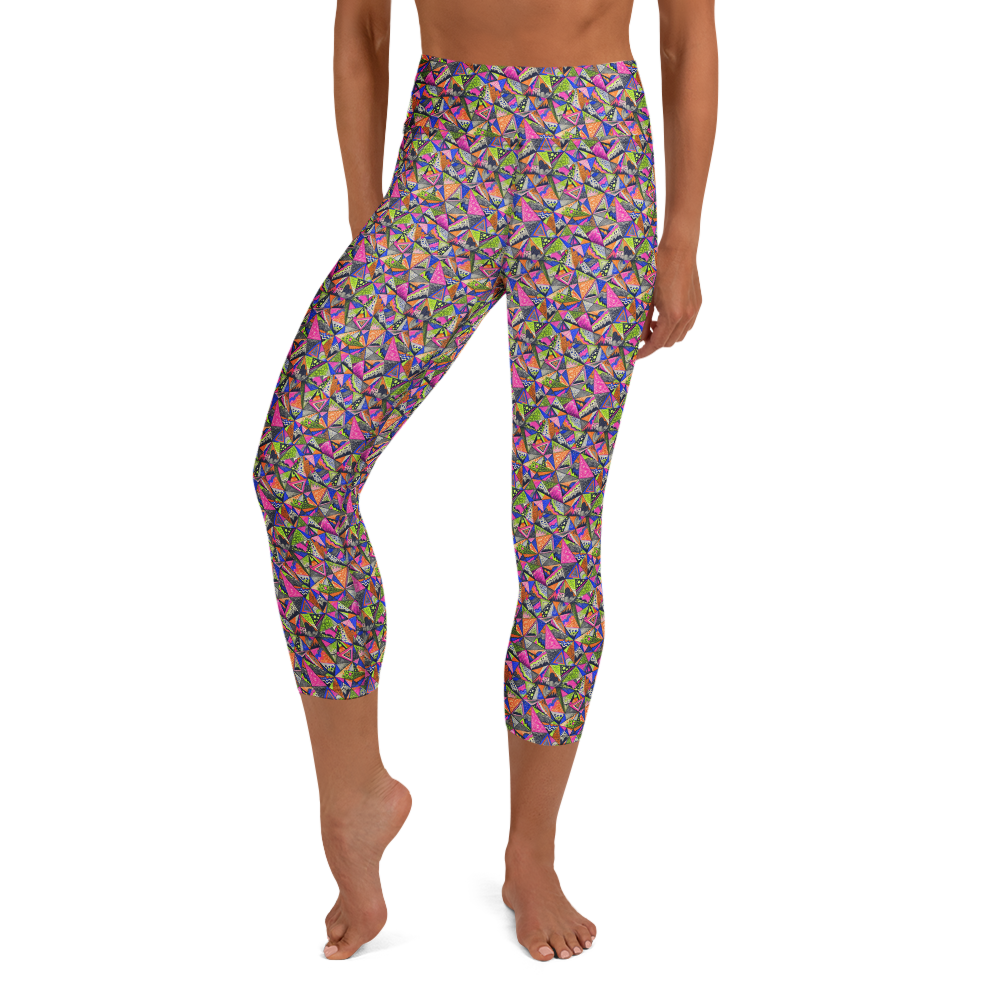 Yoga Leggings with Geometric Cool Doodles Art