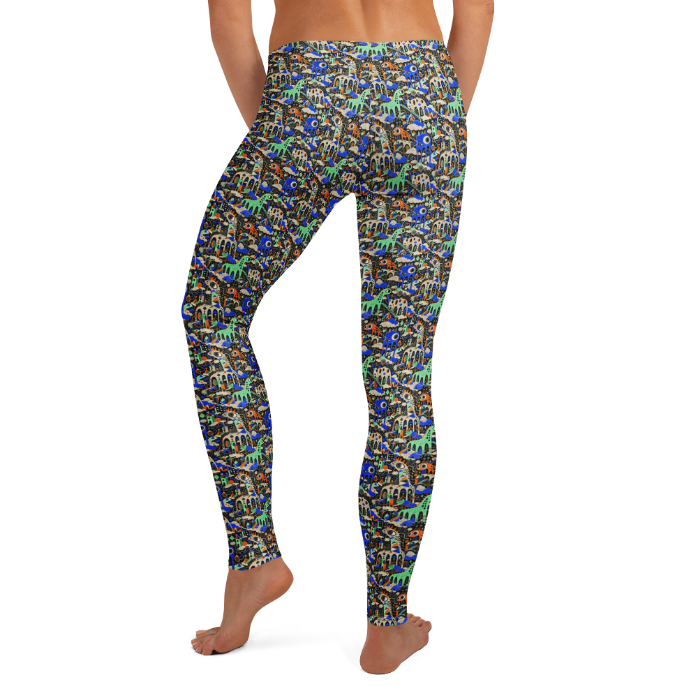 Cloud Sketch Pattern Leggings with Geometric Doodles alternate view