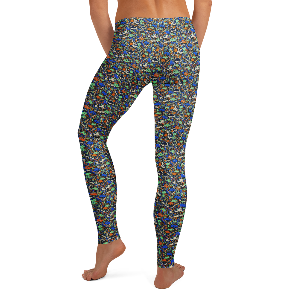 Artistic Cloud Doodle Leggings with Geometric Art alternate view