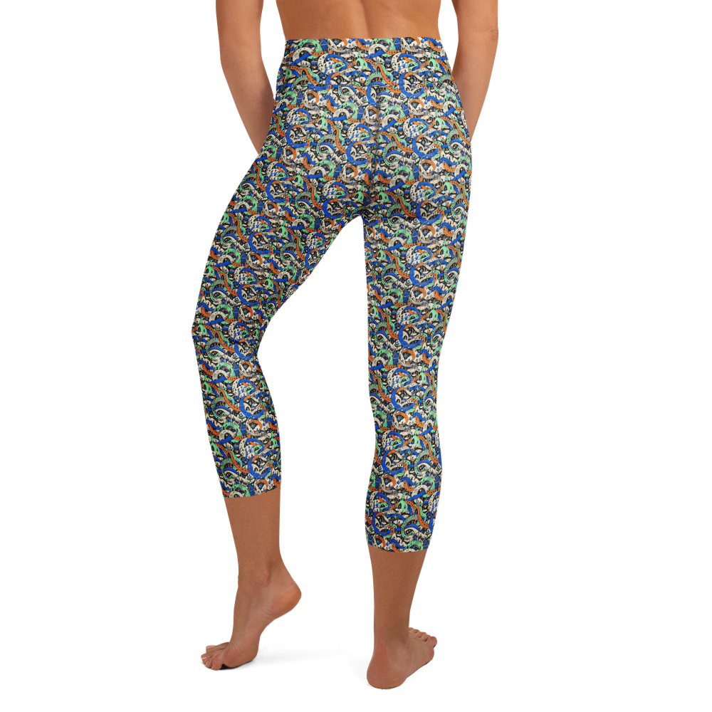 Artistic Cloud Yoga Capri Leggings with Geometric Doodles alternate view