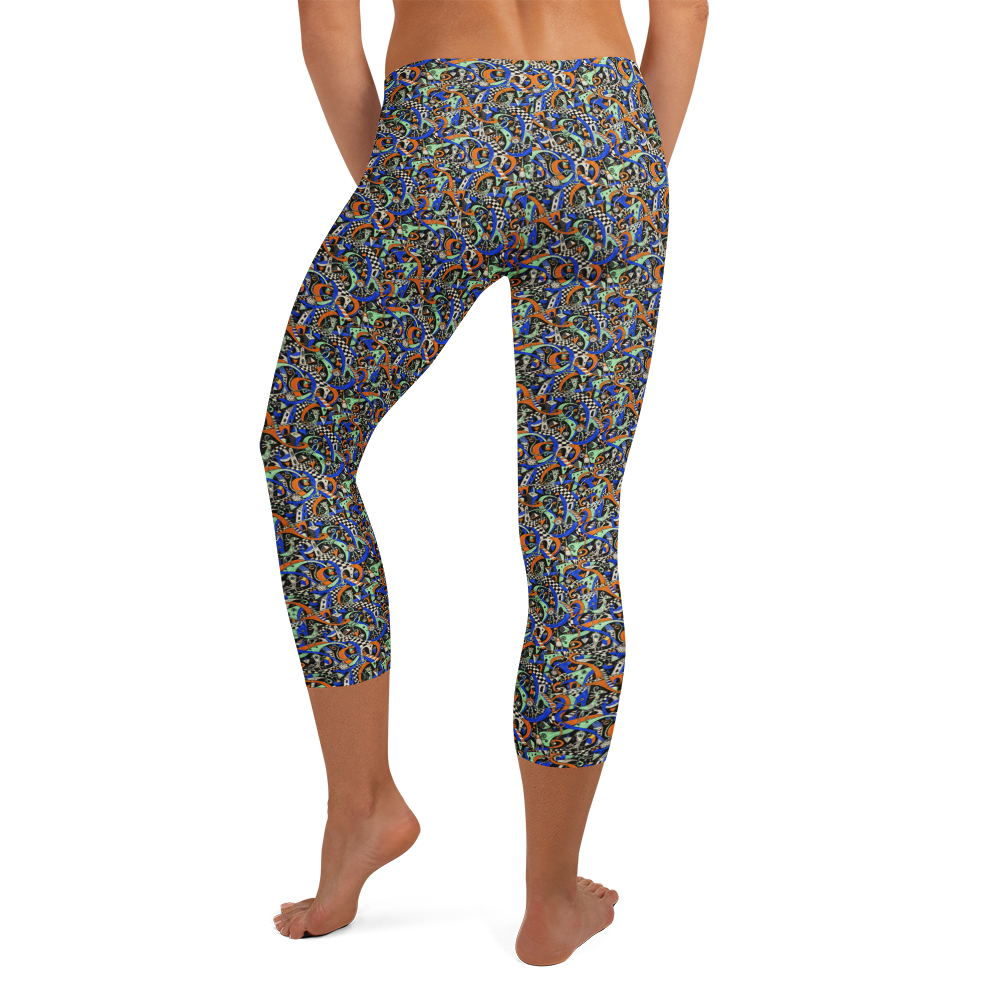 Cool Doodles Capri Leggings with Whimsical Geometric Art alternate view