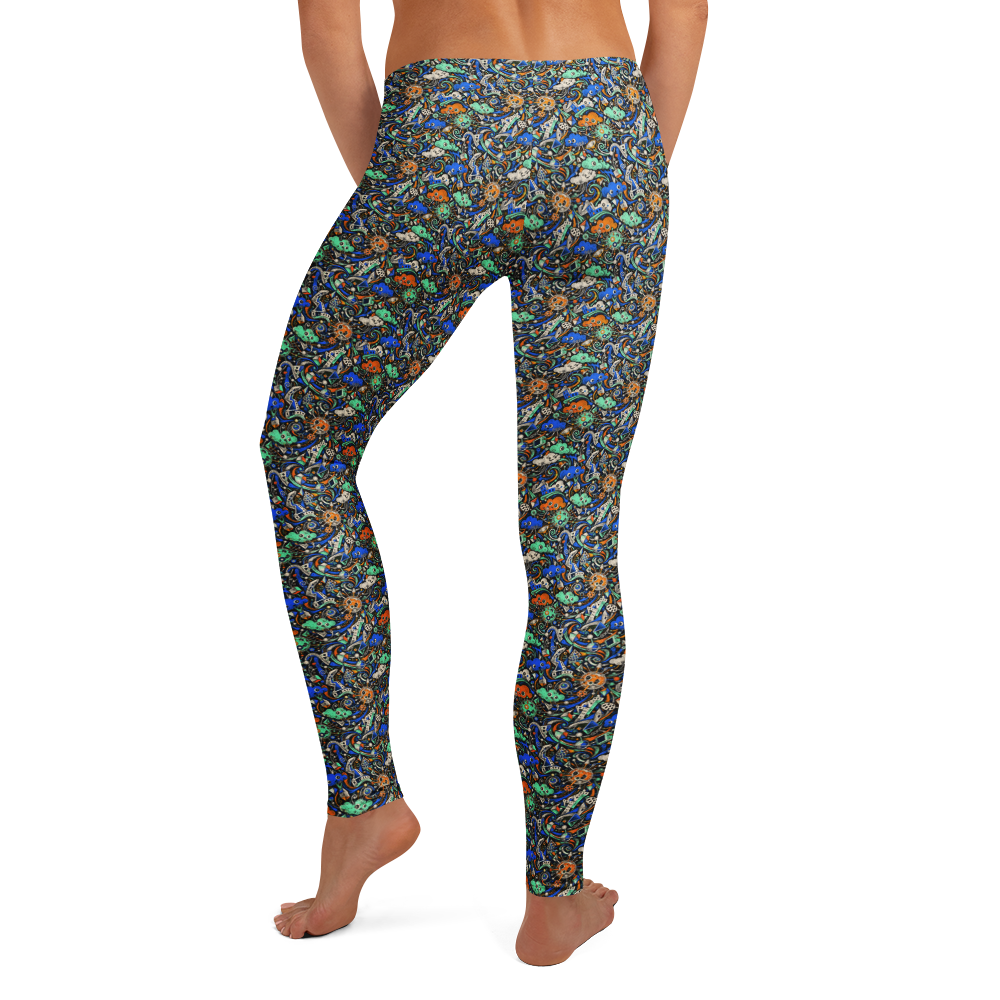 Cloud Doodle Leggings with Artistic Geometric Shapes alternate view