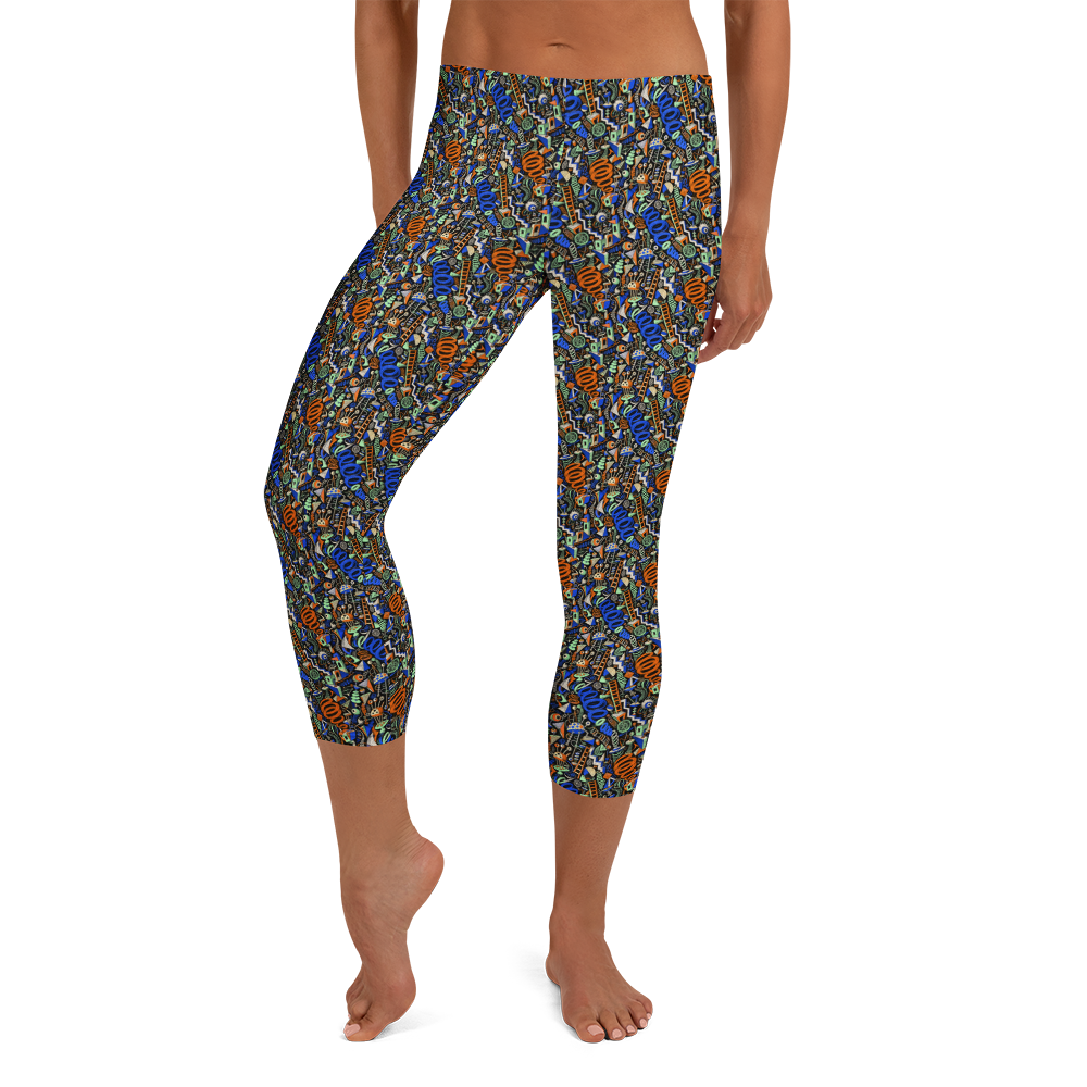 Whimsical Geometric Cool Doodles Capri Leggings