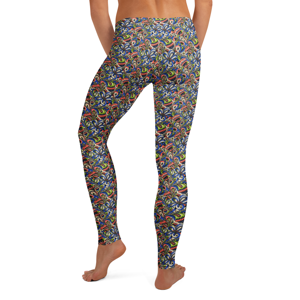Elegant Flower Doodle Leggings alternate view