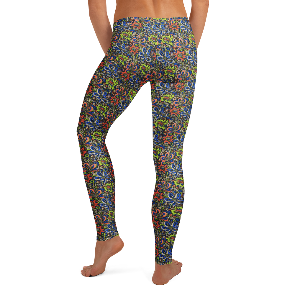 Vibrant Floral Meadow Leggings for Workouts alternate view