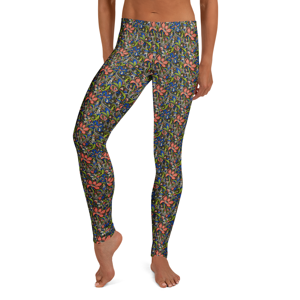 Whimsical Floral Burst Workout Leggings