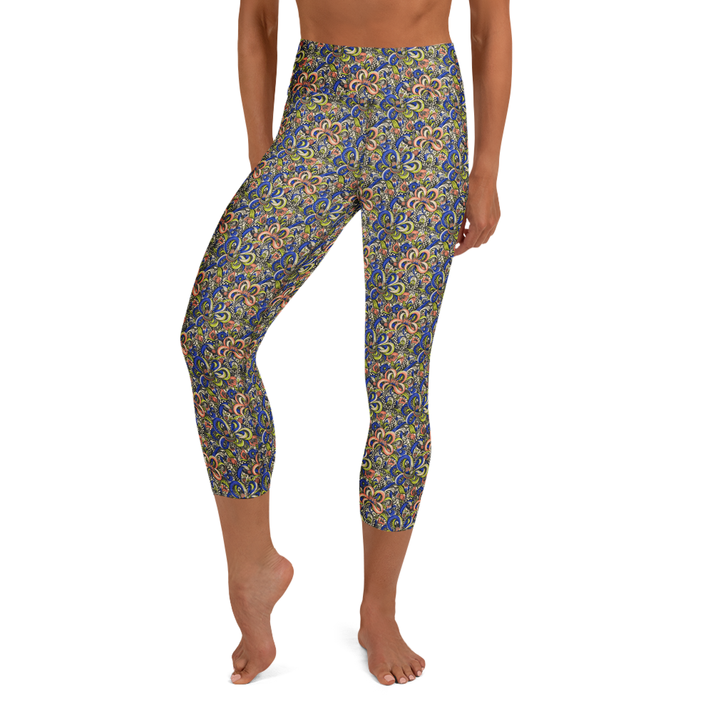 Watercolour Flower Doodle Yoga Leggings