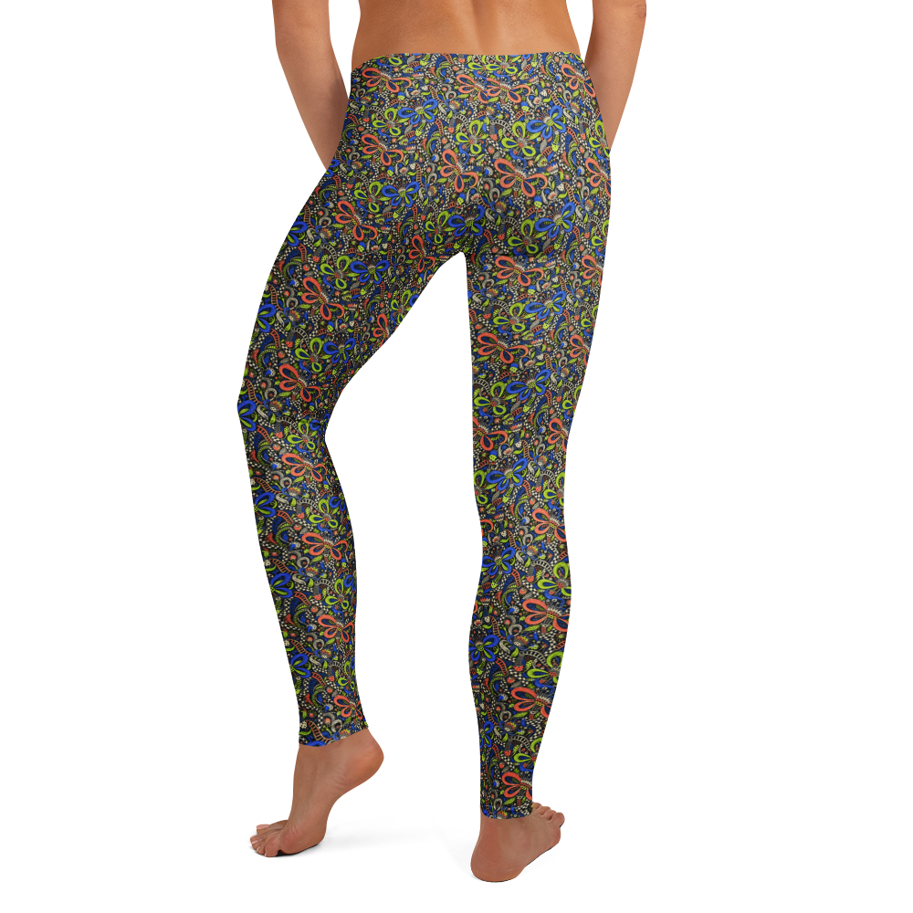 Playful Floral Doodle Leggings for Everyday Wear alternate view
