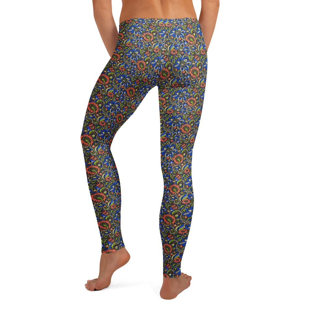 Delicate Floral Doodle Leggings for Everyday Wear alternate view