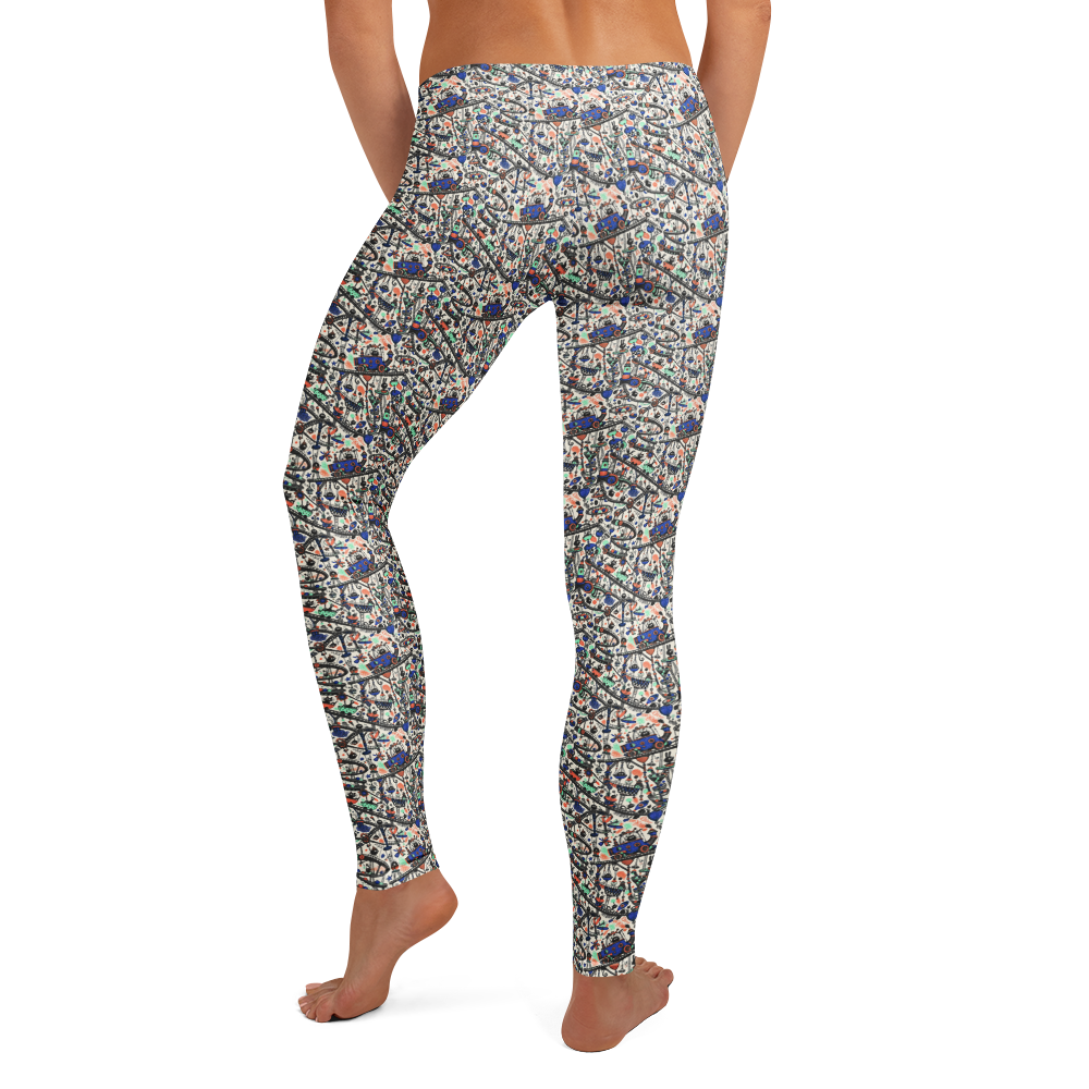 Cute Doodles Leggings with Artistic Artwork alternate view