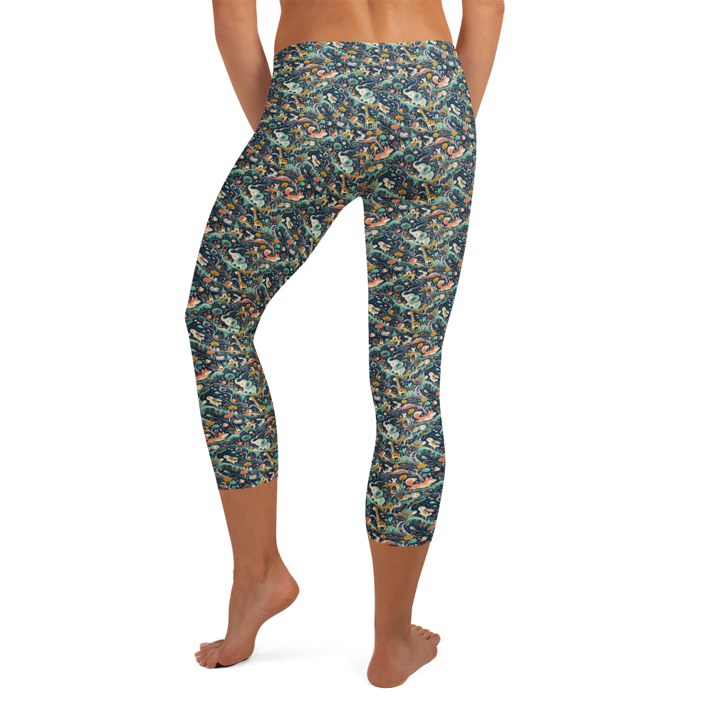 Cute Animal Capri Leggings with Adorable Doodles alternate view