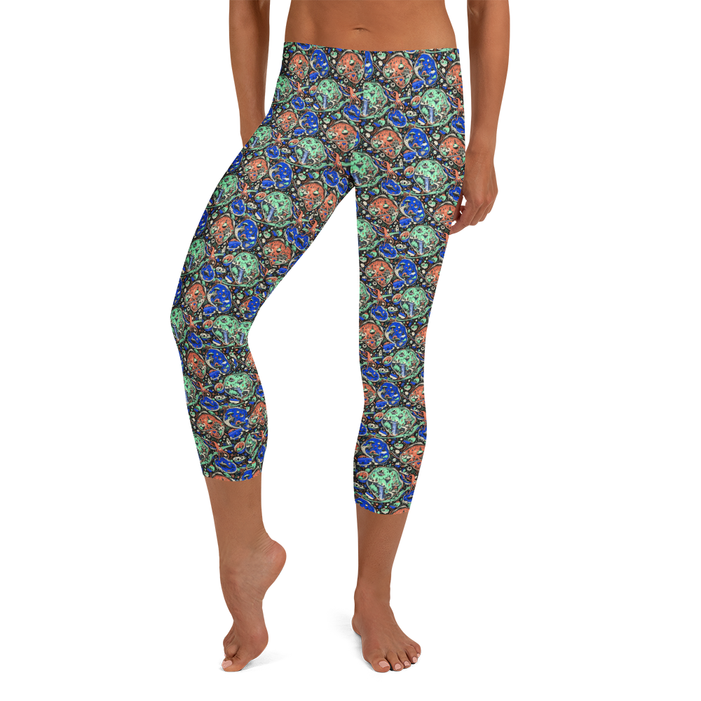 Fun and Playful Cute Doodles Capri Leggings for Yoga