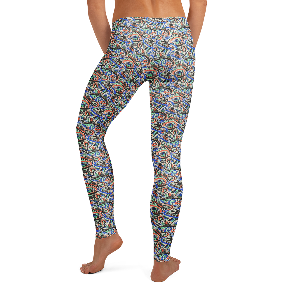 Cute Doodles Leggings with Artistic Fun Artwork alternate view