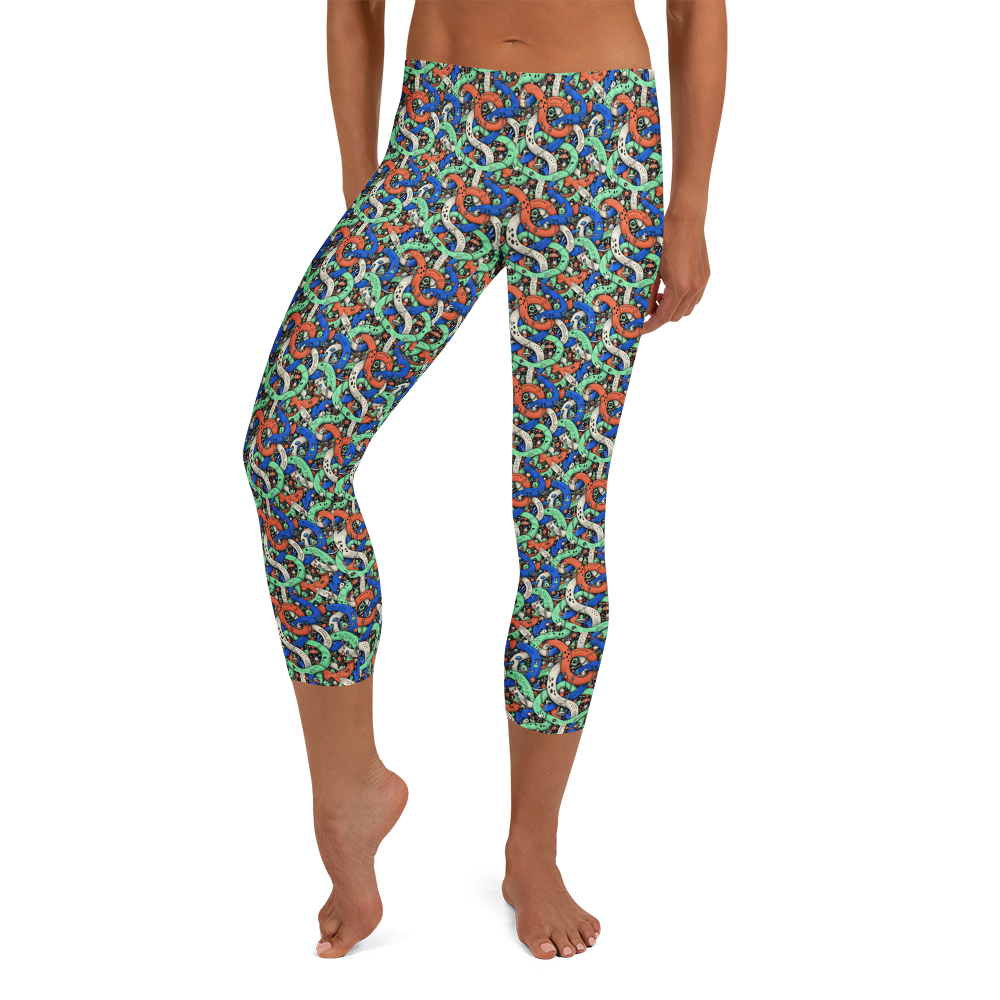 Adorable Cute Doodles Capri Leggings for Yoga