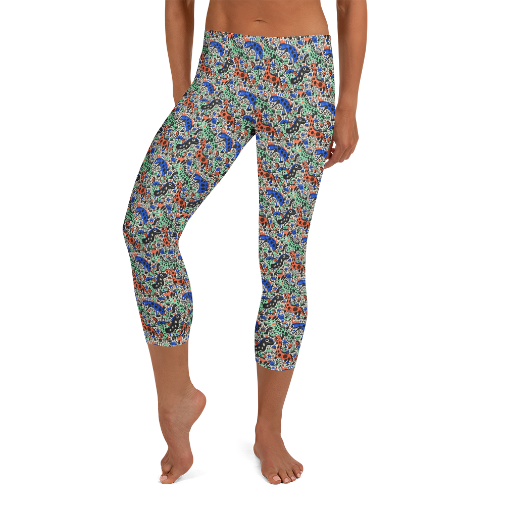 Joyful Cute Doodles Capri Leggings for Yoga