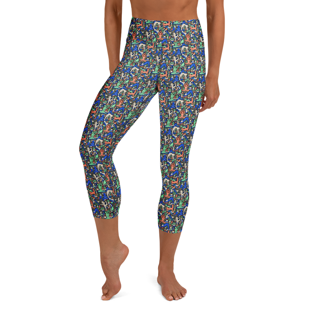 Yoga Leggings with Happy Cute Doodles