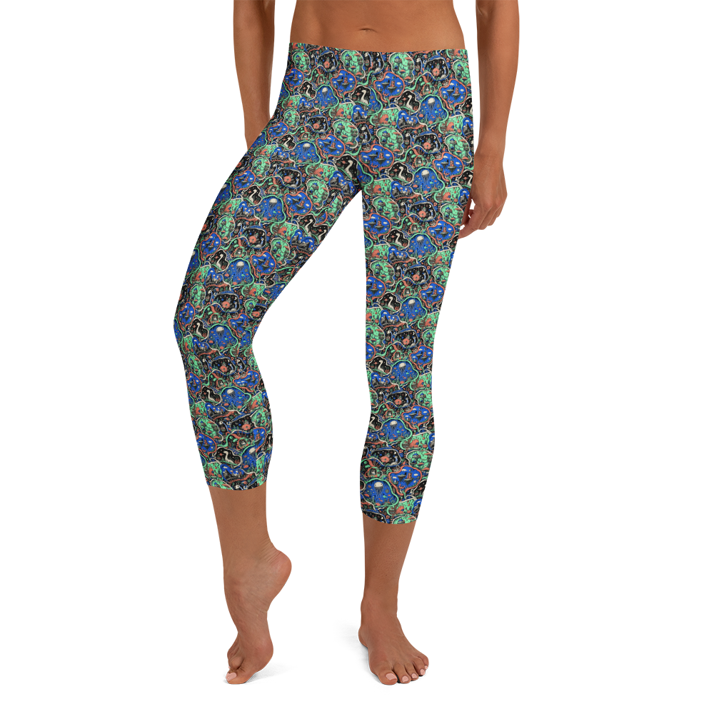 Rainbow Cute Doodles Capri Leggings for Yoga