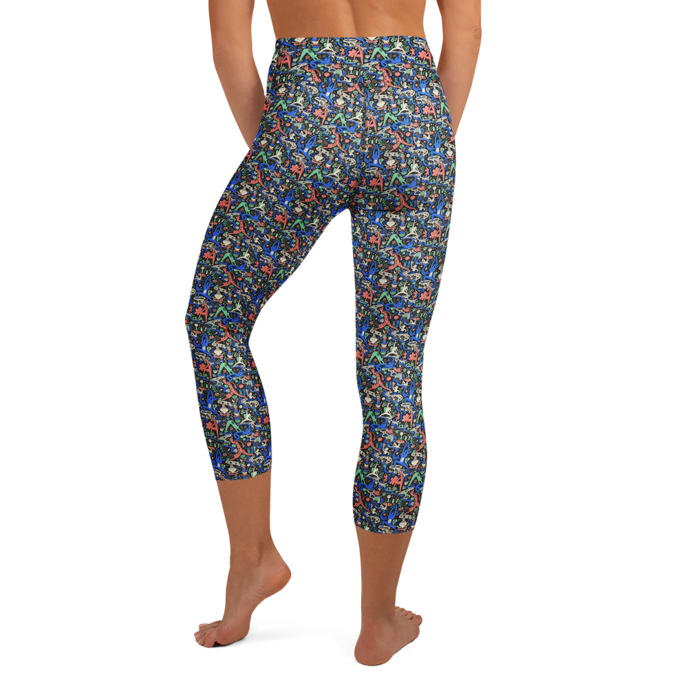 Cheerful Cute Doodles Yoga Capri Leggings alternate view