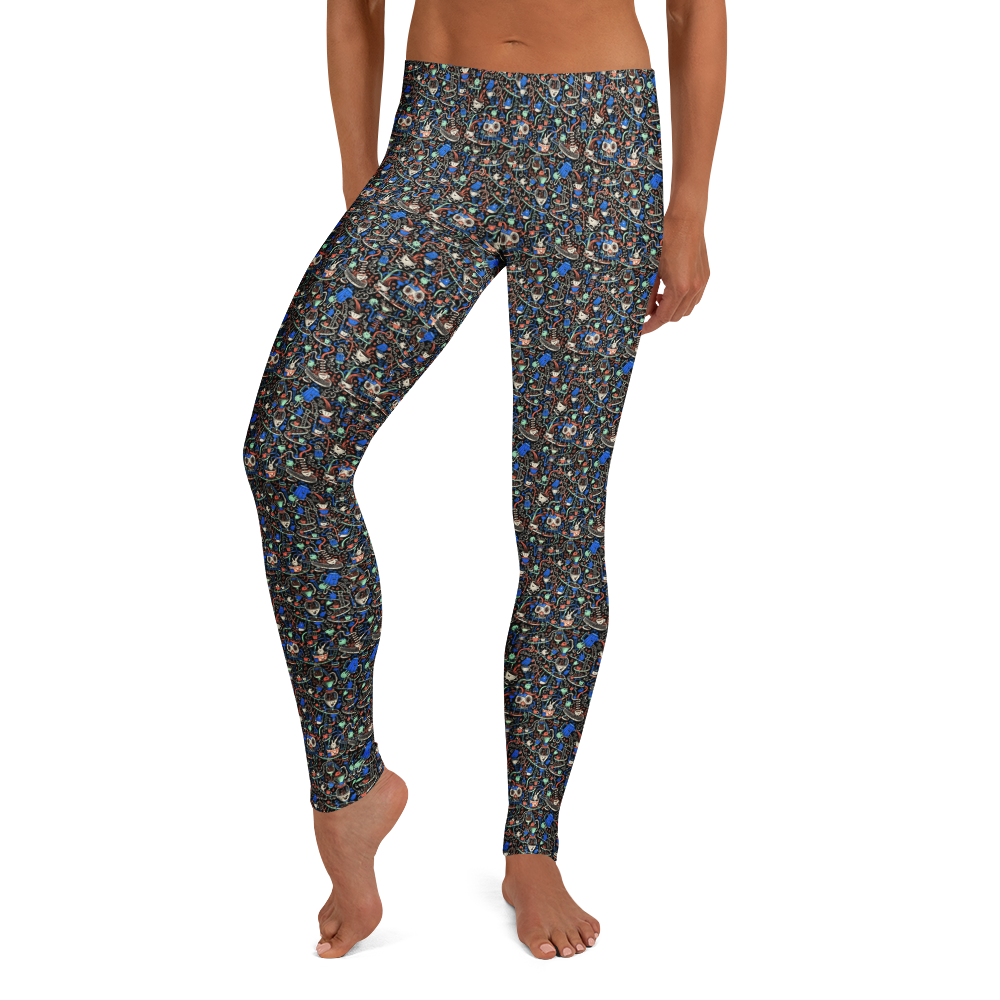 Cheerful Coffee Time Cute Doodles Leggings product image