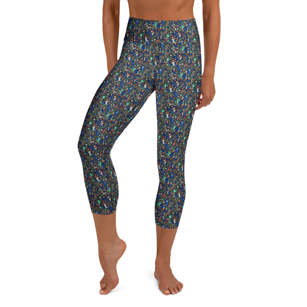 Yoga Leggings with Coffee Time Cute Doodles product image