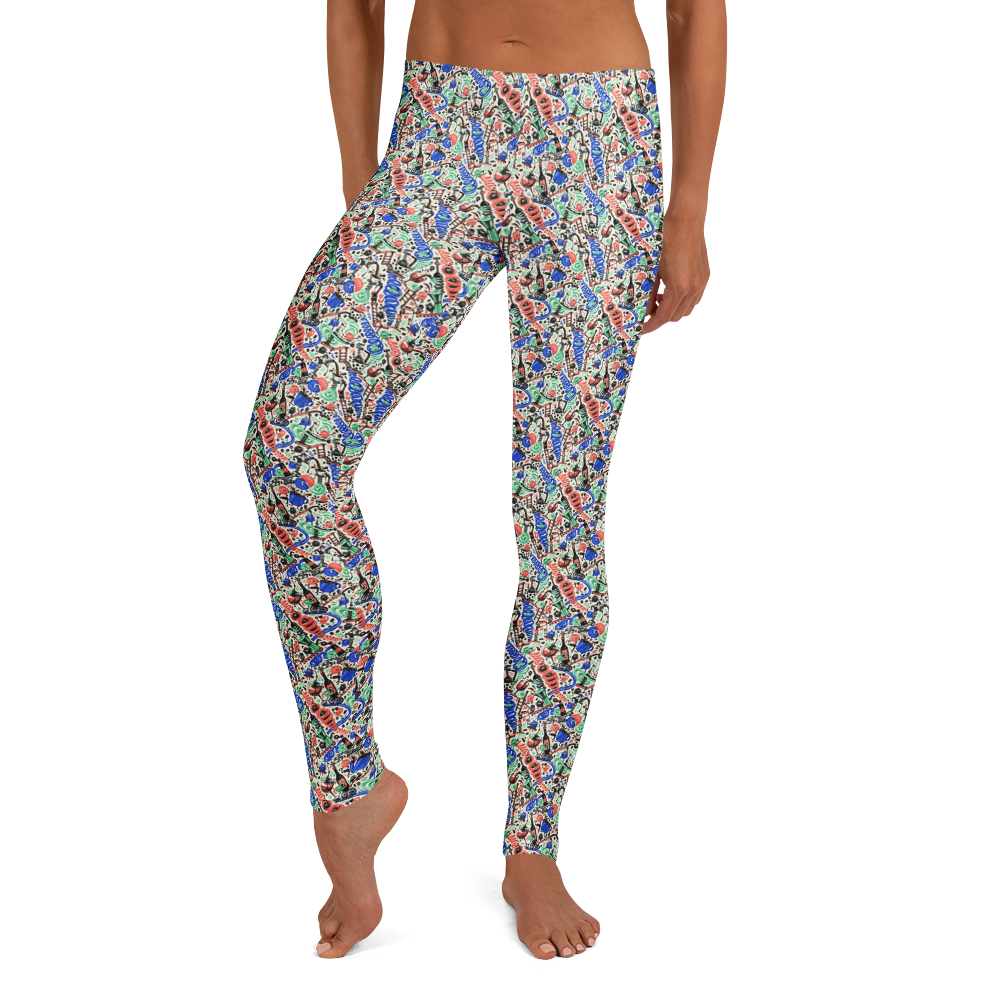 Cheerful Coffee and Wine Cute Doodles Leggings product image